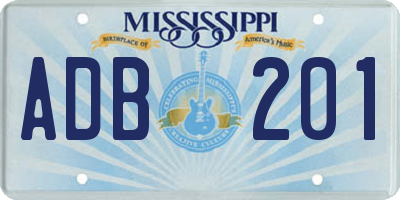 MS license plate ADB201