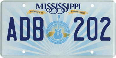 MS license plate ADB202