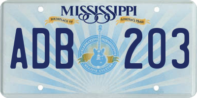 MS license plate ADB203