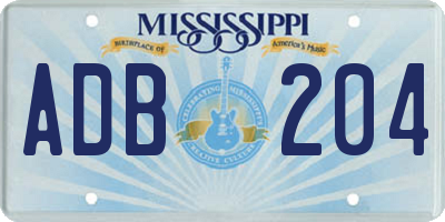 MS license plate ADB204