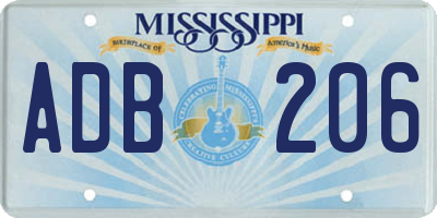 MS license plate ADB206