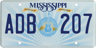 MS license plate ADB207