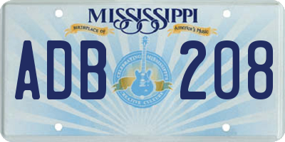 MS license plate ADB208