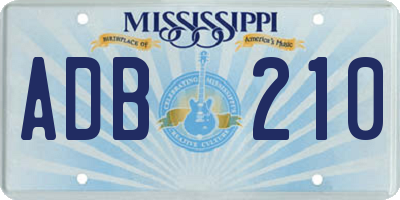MS license plate ADB210