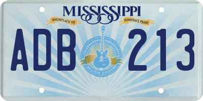 MS license plate ADB213