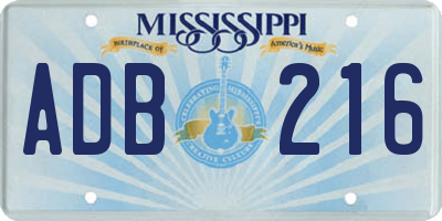 MS license plate ADB216