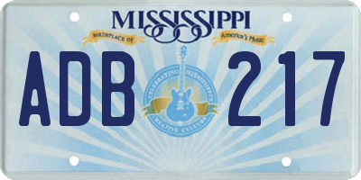MS license plate ADB217