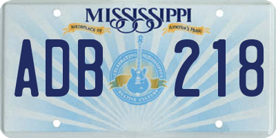 MS license plate ADB218
