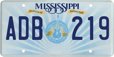 MS license plate ADB219