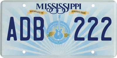 MS license plate ADB222