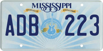 MS license plate ADB223
