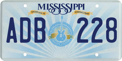 MS license plate ADB228