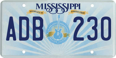 MS license plate ADB230