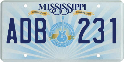 MS license plate ADB231