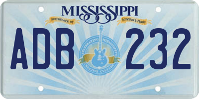 MS license plate ADB232