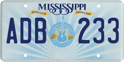 MS license plate ADB233