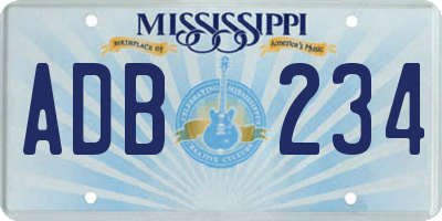 MS license plate ADB234