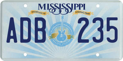MS license plate ADB235