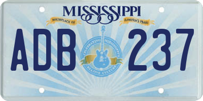 MS license plate ADB237