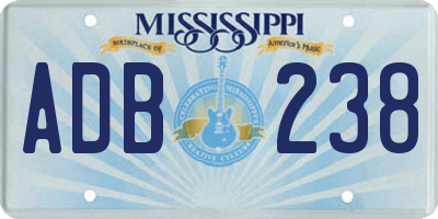 MS license plate ADB238
