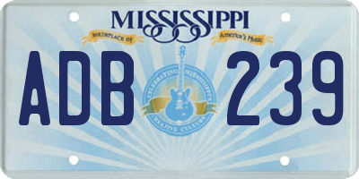 MS license plate ADB239