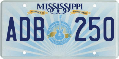 MS license plate ADB250