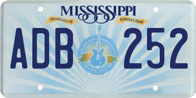 MS license plate ADB252