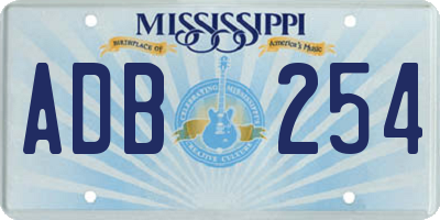 MS license plate ADB254