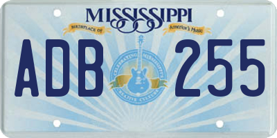 MS license plate ADB255