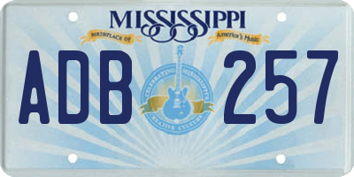 MS license plate ADB257