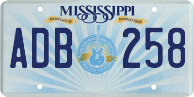 MS license plate ADB258