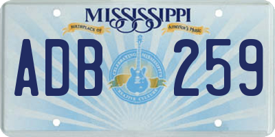 MS license plate ADB259