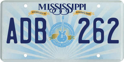 MS license plate ADB262