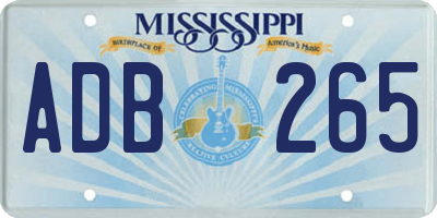 MS license plate ADB265