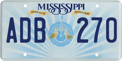 MS license plate ADB270