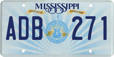 MS license plate ADB271