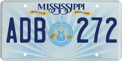MS license plate ADB272