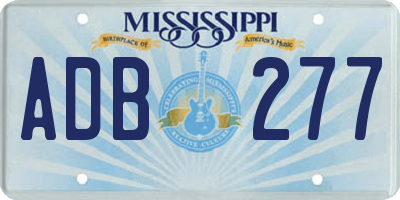 MS license plate ADB277