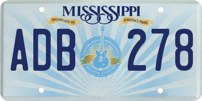 MS license plate ADB278