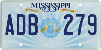 MS license plate ADB279