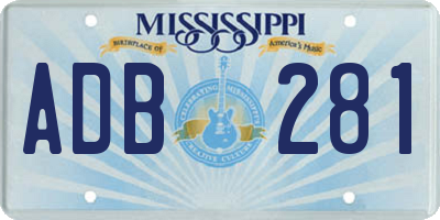 MS license plate ADB281