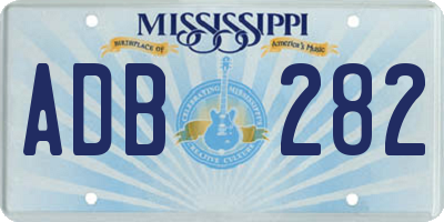 MS license plate ADB282