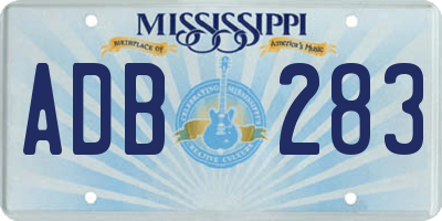MS license plate ADB283