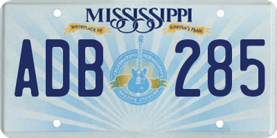 MS license plate ADB285