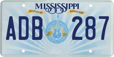 MS license plate ADB287