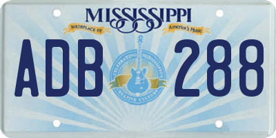 MS license plate ADB288