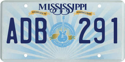 MS license plate ADB291