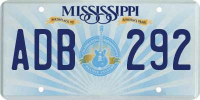 MS license plate ADB292