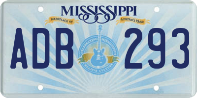 MS license plate ADB293
