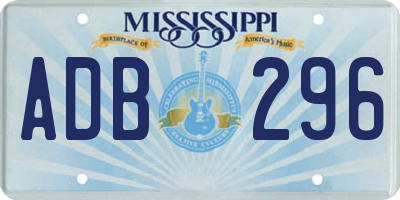 MS license plate ADB296